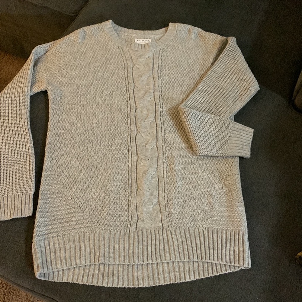 NWOT Arizona Jean Co Long Light Heathered Grey Knitted Sweater Size Large